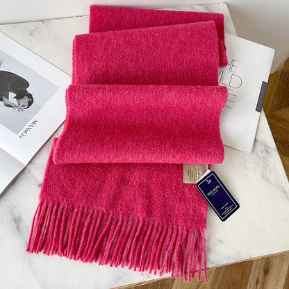 Winter Narrow Wool Scarf – 28 Colors, 100% Wool Solid Color Unisex Scarf for Men & Women, Warm and Cold-Proof