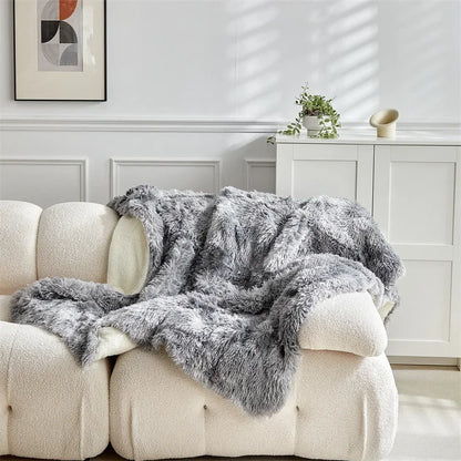 Double Mink & Lamb Fleece Blanket – Coral Fleece Long Hair Solid Color Blanket for Sofa, Soft Cotton Throw