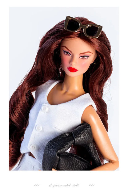 Personalized Fashion Accessories for 1/6 Doll – Futuristic Earring, Necklace & 30cm Supermodel Doll Glasses, Sweet & Cool Dress-Up Set