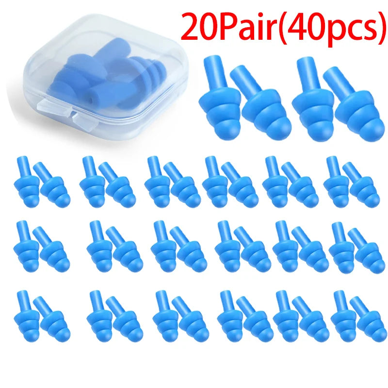 20/1Pair Silicone Earplugs — Noise Cancelling, Reusable, Waterproof Sleeping & Swimming Ear Plugs with Case