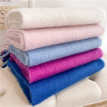 Winter Cashmere Scarf for Women: Warm Solid Pashmina Wrap with Tassel - Thick, Soft, and Stylish Shawl