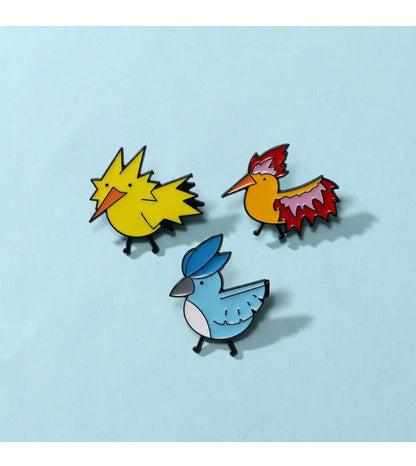 Cute Pokémon Three Holy Birds Cartoon Badge – Anime Flaming Bird Brooch for Clothes & Accessories