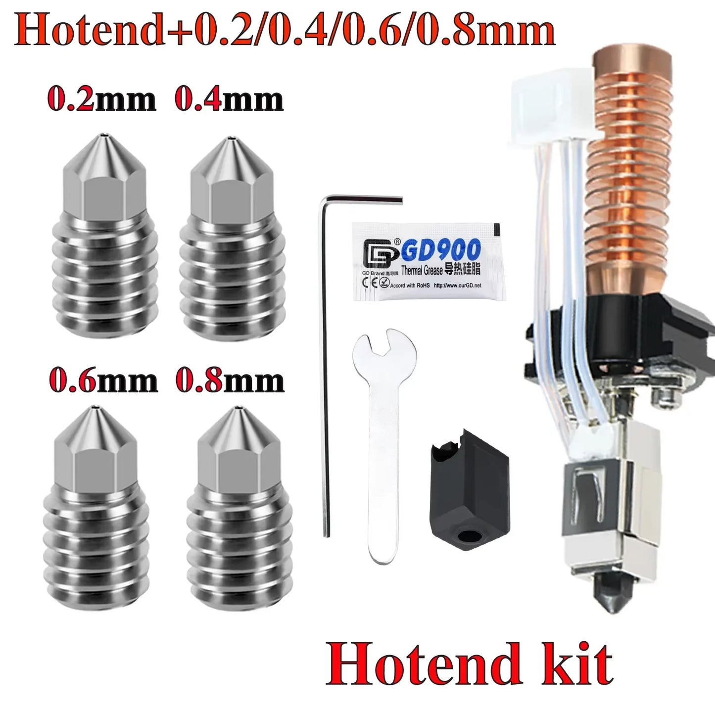 Hotend Kit for Flashforge Adventurer 5M/5M Pro - Ceramic Heating Block, 280℃ Hot End & Hard Steel Nozzle for 3D Printing