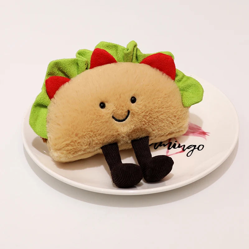 15cm Cute Cartoon Hamburger & Taco Plush Toy – Soft Fluffy Stuffed Doll, Creative Kids Gift for Birthday & Holidays