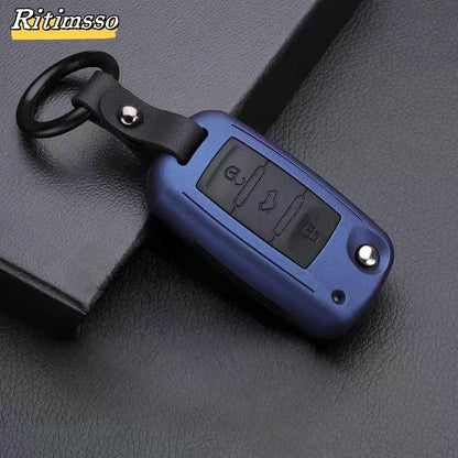 Carbon Fiber Matte Folding Car Key Case for VW – Fits Polo, Bora, Tiguan, Passat, Golf 6, Lavida, Scirocco, 3-Button Accessories