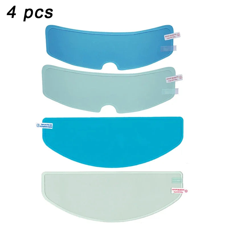 4PCS Universal Motorcycle Helmet Anti-Fog & Rainproof Film - Clear Coating Sticker for Helmet Accessories