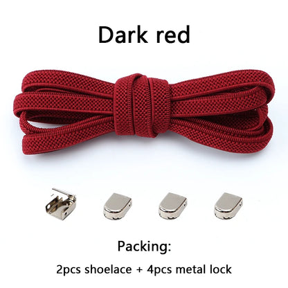 No-Tie Elastic Shoelaces – One Size Fits All Sneakers for Adults & Kids, Flat Tieless Shoestrings
