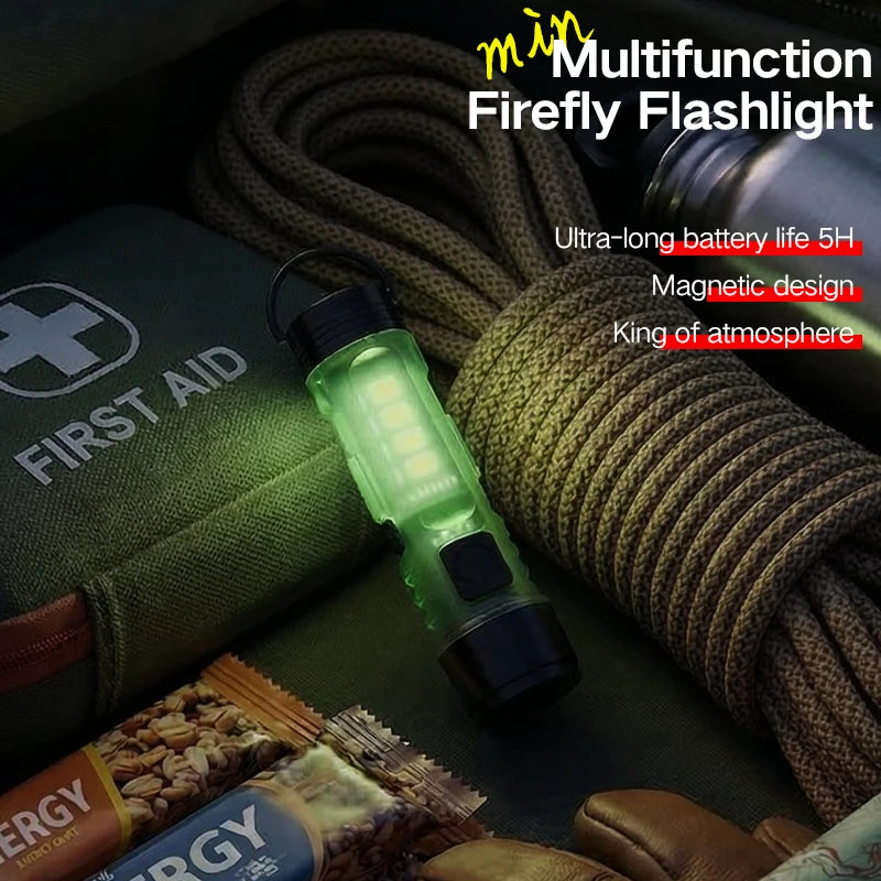 Mini USB Rechargeable LED Keychain Flashlight - Super Bright Magnetic Portable Light for Outdoor, Camping & Emergency Use
