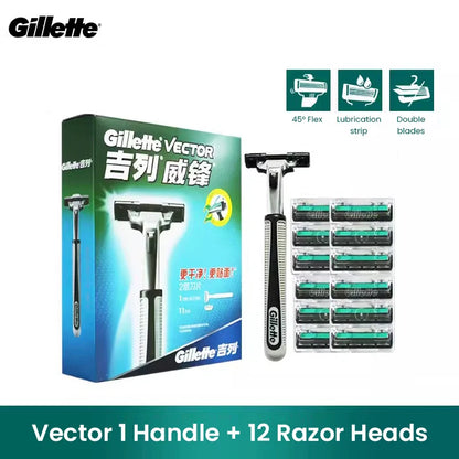 Gillette Vector 2 Razor Set for Men - 9 Blades with 2-Layer Razor Blades for Smooth Shaving