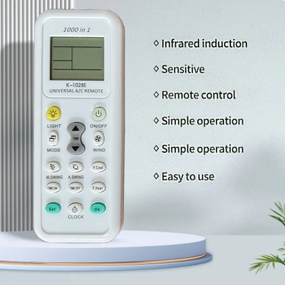 K-1028E Universal A/C Remote Control for Haier, Panasonic, LG, Sharp, Gree, Midea, & More