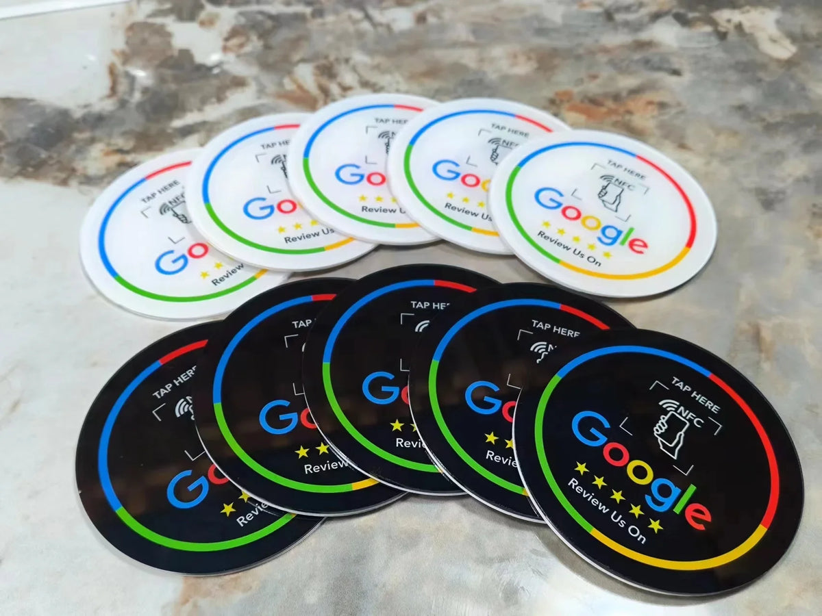 13.56MHz NFC Google Review Sticker - 10CM Programmable Acrylic NFC 215 Table Sticker