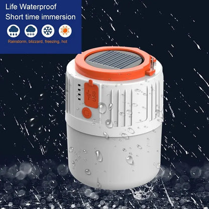 Solar LED Camping Light Bulb - USB Rechargeable with 5 Lighting Modes - Tent Hanging Bulb for Outdoor Hiking and Emergency Outages