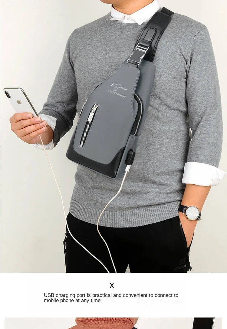 Men's Waterproof Oxford Chest Bag – Korean Style Casual Sport Crossbody Shoulder Messenger Bag