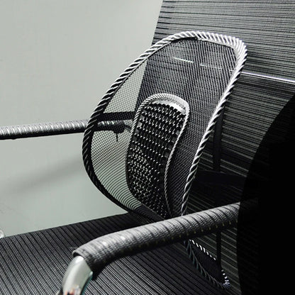 Black Mesh Back Lumbar Support Cushion - Massage Pad for Car Seat, Office Chair, Car Driver Comfort