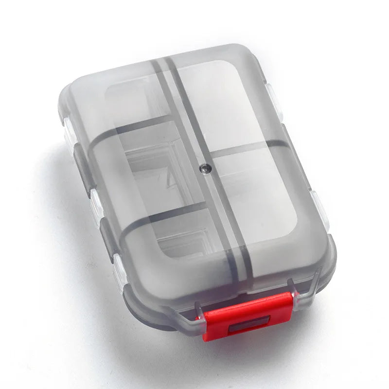 JUSTLANG Portable Medicine Box – Waterproof & Moisture-Proof Pill Container with 10 Small Grid Cells for Tablets Storage