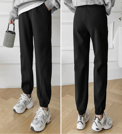 M-4XL Women’s Maternity Radish Pants – Cotton Fleece Ankle-Length Corduroy Sweatpants, High Waist Autumn Pregnancy Trousers