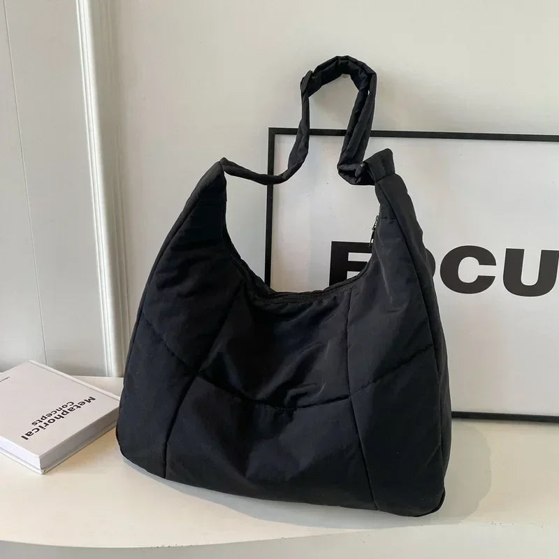 2025 Trendy Women's Soft Cloth Shoulder Bag – Solid Color, Y2K Casual Style, Crossbody Handbag for Students