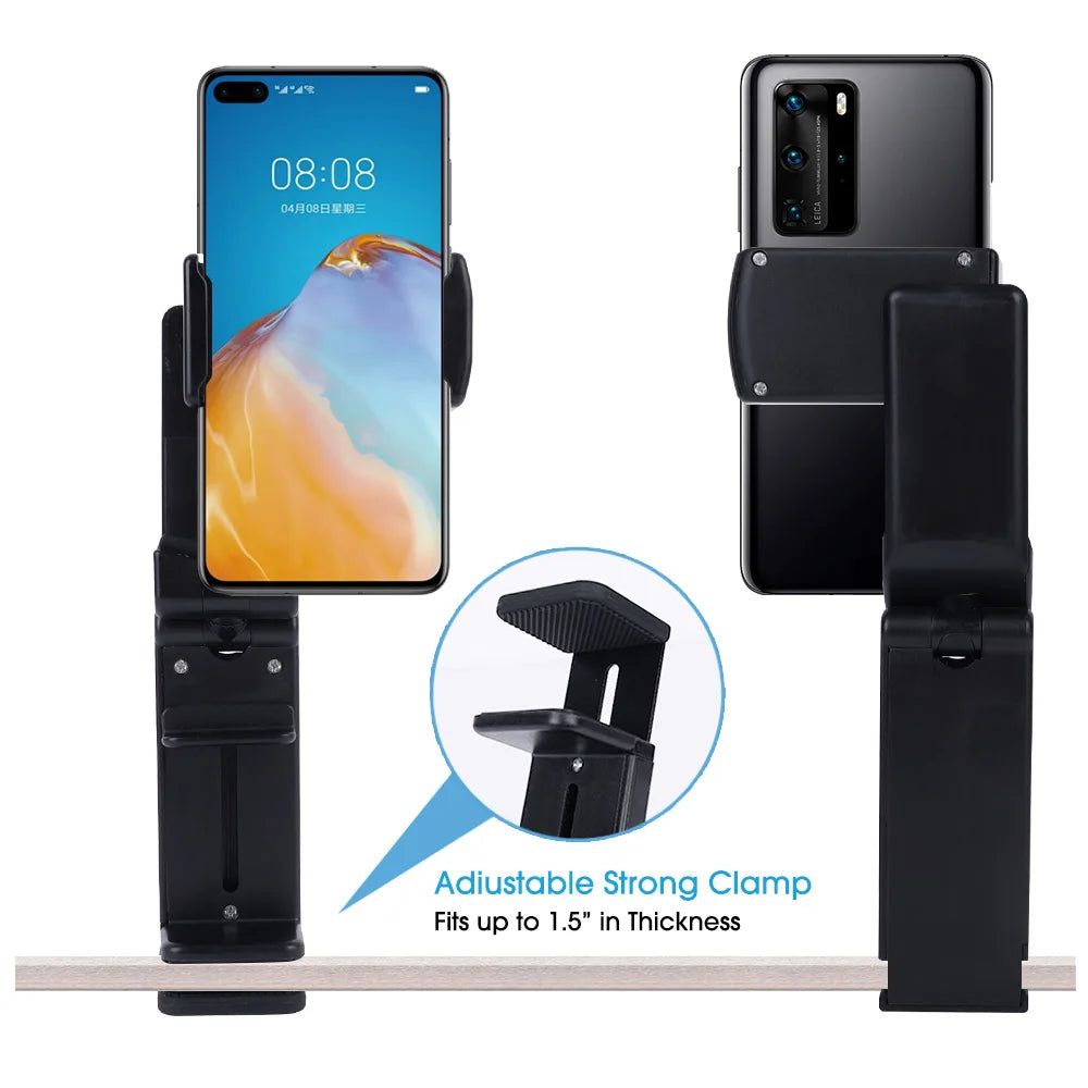 Portable Airplane Phone Holder Clip | Foldable Travel Stand for iPhone, Samsung, Google, Mi | Seat & Desk Mount Support