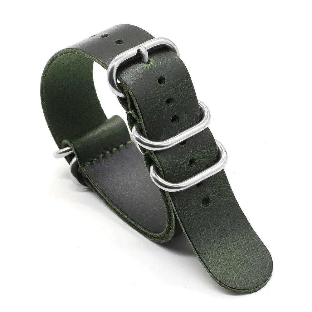 Vintage Genuine Leather Watch Strap – Handmade Brown Cowhide Replacement Band for Men & Women (18mm, 20mm, 22mm)