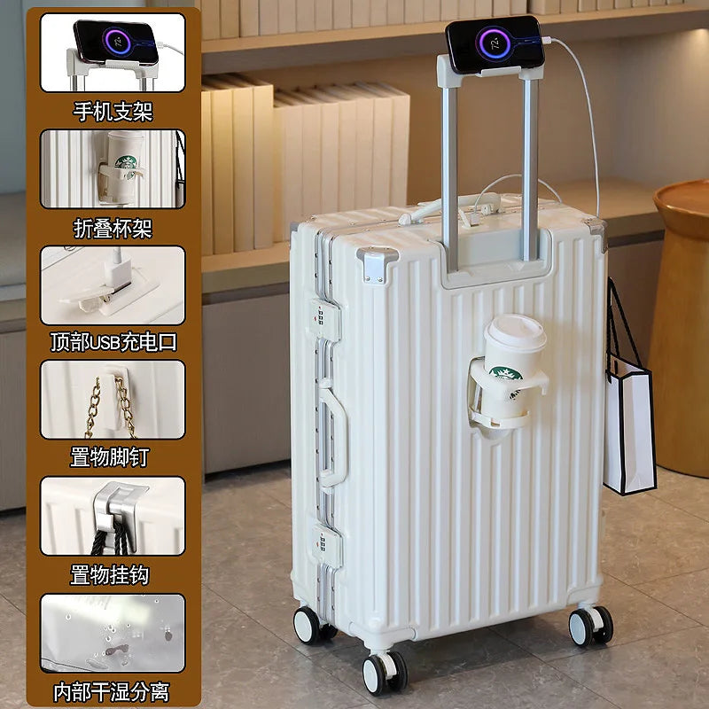 Multifunctional Large Capacity Suitcase – Universal Wheel Trolley with Password Lock for Men, Women & Students