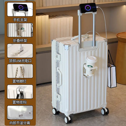 Multifunctional Large Capacity Suitcase – Universal Wheel Trolley with Password Lock for Men, Women & Students