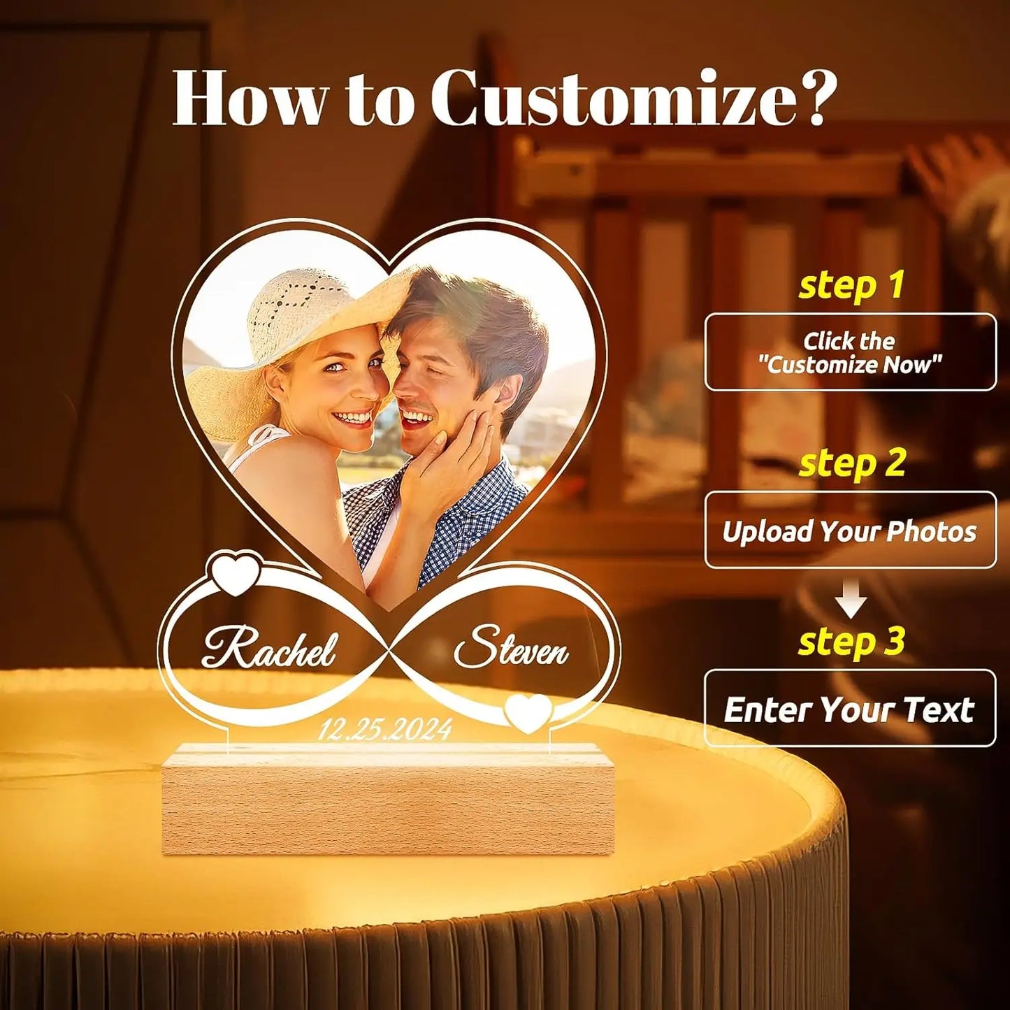 Customized Spotify Music Plaque – Personalized Acrylic Photo Frame Lamp for Anniversary, Birthday & Romantic Gifts