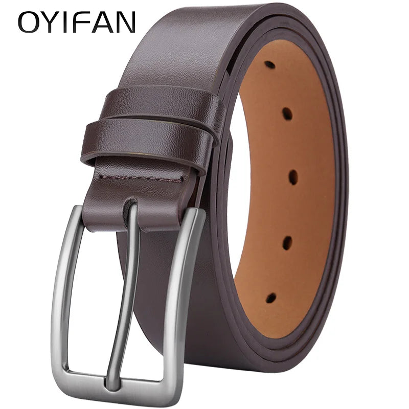 Men's PU Leather Belt with Alloy Pin Square Buckle - Fashionable Business and Leisure Belts in Black, Coffee Brown for Jeans