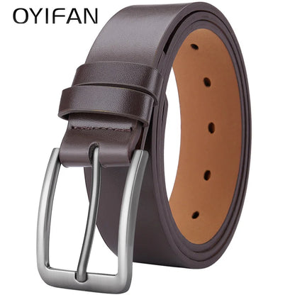 Men's PU Leather Belt with Alloy Pin Square Buckle - Fashionable Business and Leisure Belts in Black, Coffee Brown for Jeans