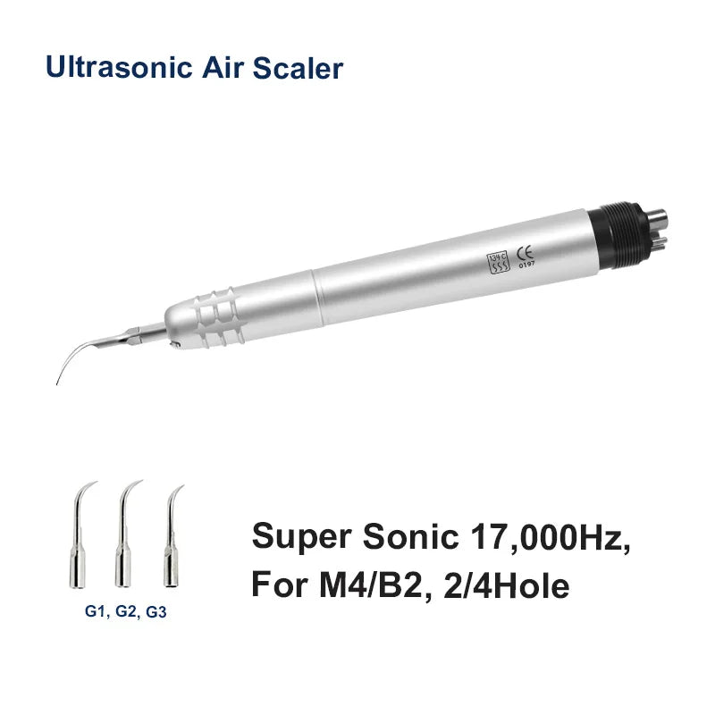 Dental Ultrasonic Air Scaler Handpiece – 2/4 Holes with 3 Tips for Teeth Whitening, Polishing & Cleaning