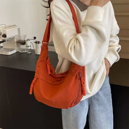 New Nylon Fabric Shoulder Bag – High Capacity Women's Crossbody Messenger Bag, Versatile & Leisure Hobo