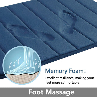 Super Absorbent Memory Foam Bath Mat - Non-Slip Bathroom Rug, Bathtub Side Floor Rug, Shower Room Doormat