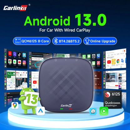 CarlinKit Android 13 AI TV Box - Android Auto Wireless CarPlay, QCM6125 8-Core, Split Screen, 64G/128G, Supports Netflix, YouTube, Play Store