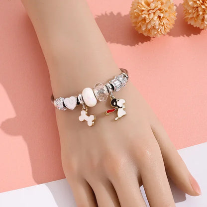 Snoopy Cartoon Bracelet – Adjustable Fashion Wristband for Kids & Adults, Cute Jewelry Gift