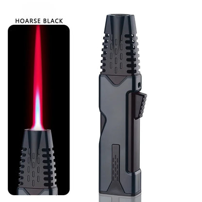 Outdoor 360° Windproof Butane Gas Torch Lighter — Red Flame Jet Spray Gun for BBQ, Kitchen, Welding, and Cigar with Gift Box