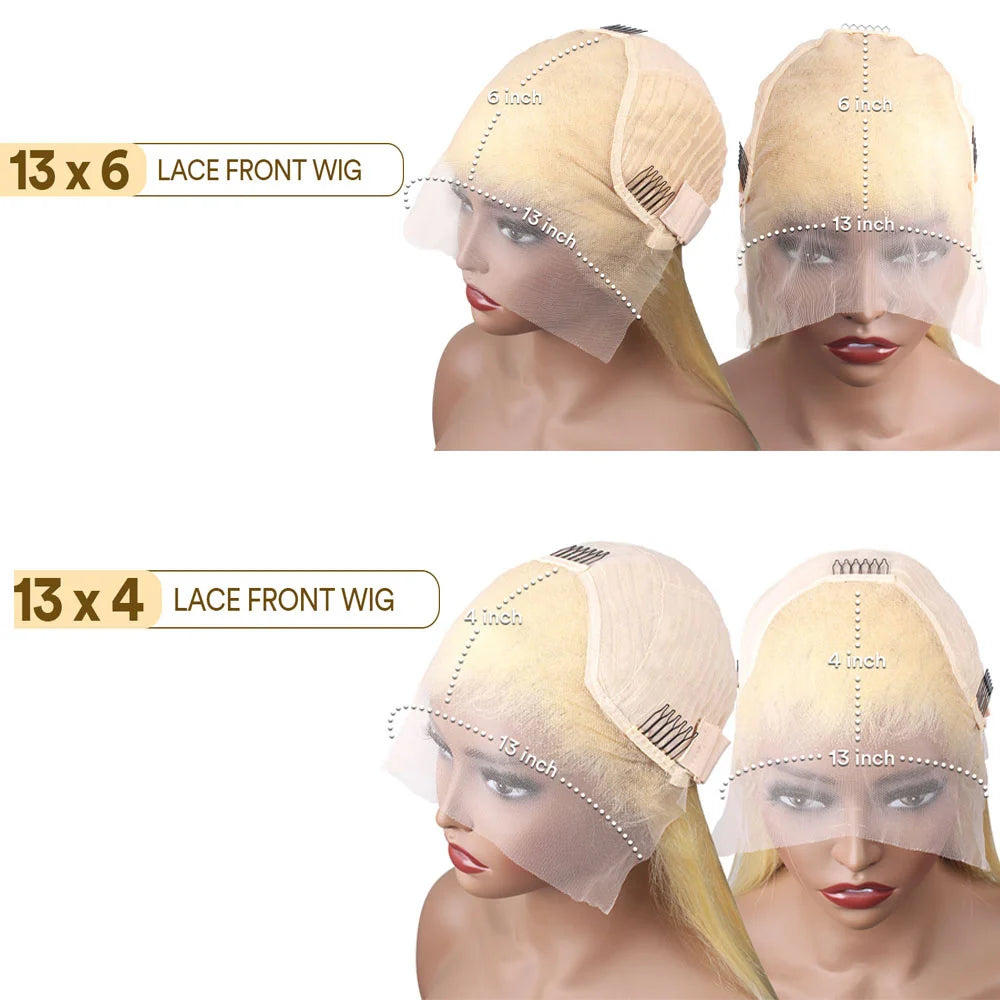 HD Transparent 613 Blonde Straight Wig – 13x4/13x6 Lace Front, Pre-Plucked Brazilian Human Hair Lace Frontal Wig for Women