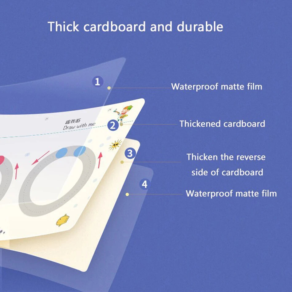 Magical Reusable Tracing Workbook – Montessori Drawing Practice & Control Training Copybook for Kids