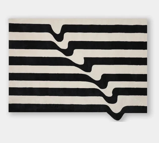 Light Luxury Black & White Plaid Rug — Fluffy Soft Carpet for Bedroom, Living Room, Study, and Home Decor