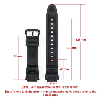 18mm Silicone Watch Strap for Casio W218H AE-1200 AE-1100 SGW-300/400 MRW-200 - Sport Resin Rubber Replacement Wristband