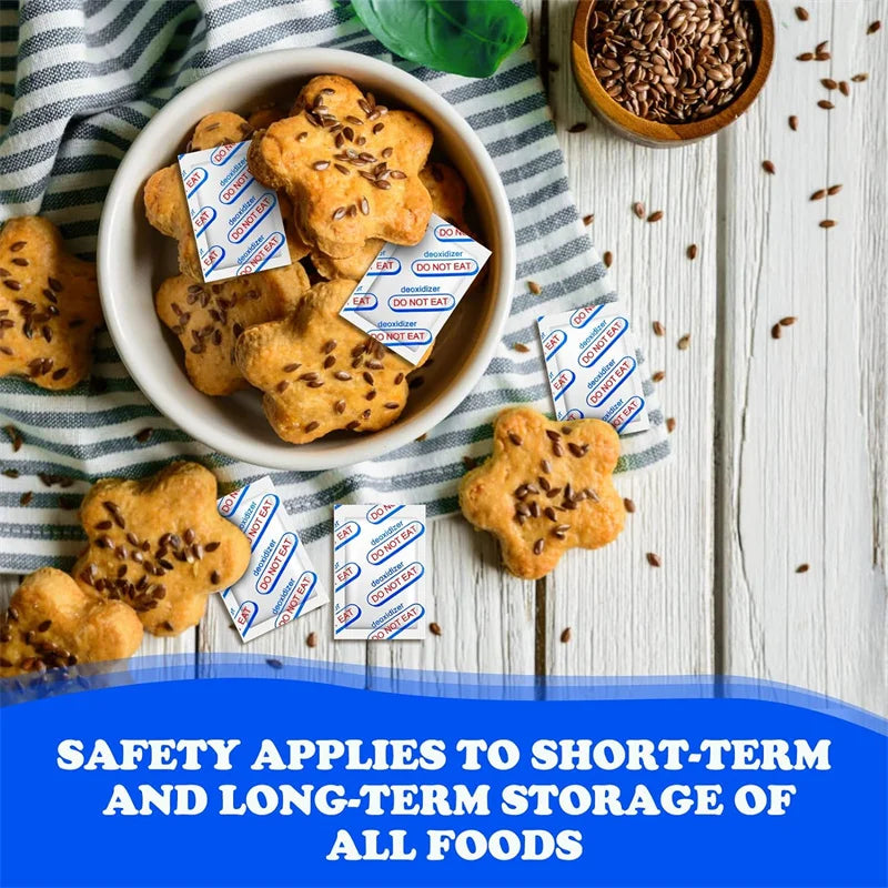 Vacuum Sealed Bags with Oxygen Absorbers — 150Cc Food Storage Bags & Jars for Long-Term Dry Food Preservation