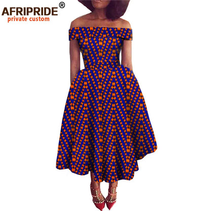 Women’s African Ankara Off-Shoulder Dress - Traditional Print Fashion Attire for Special Occasions
