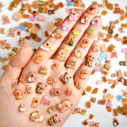 30-Piece Cartoon Guinea Pig Resin Nail Charms - 3D Cute Hamster, Cloud, and Castle Nail Art Decorations for DIY Manicures