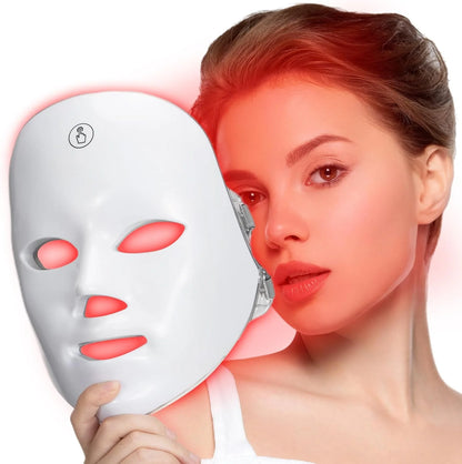 Rechargeable 7-Color LED Facial Mask - Photon Light Therapy Skin Care & Beauty Device for Home Use