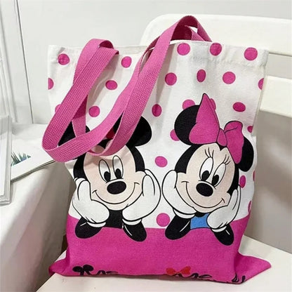 Lightweight Disney Mickey & Minnie Canvas Tote Bag – Large Capacity Durable Shoulder Bag for School, Work & Everyday Use