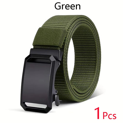Newest Automatic Buckle Canvas Belt – Tactical Waist Belt for Men, Durable Casual Outdoor, Hunting, Golf & Adventure Training Pants