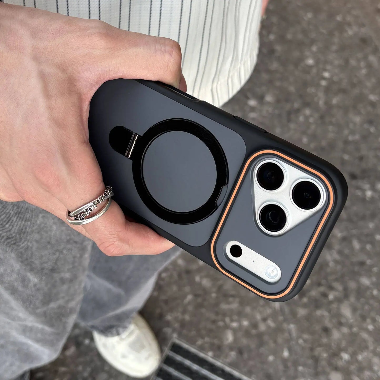 Shockproof MagSafe iPhone Case - Matte Armor Cover with Kickstand Holder