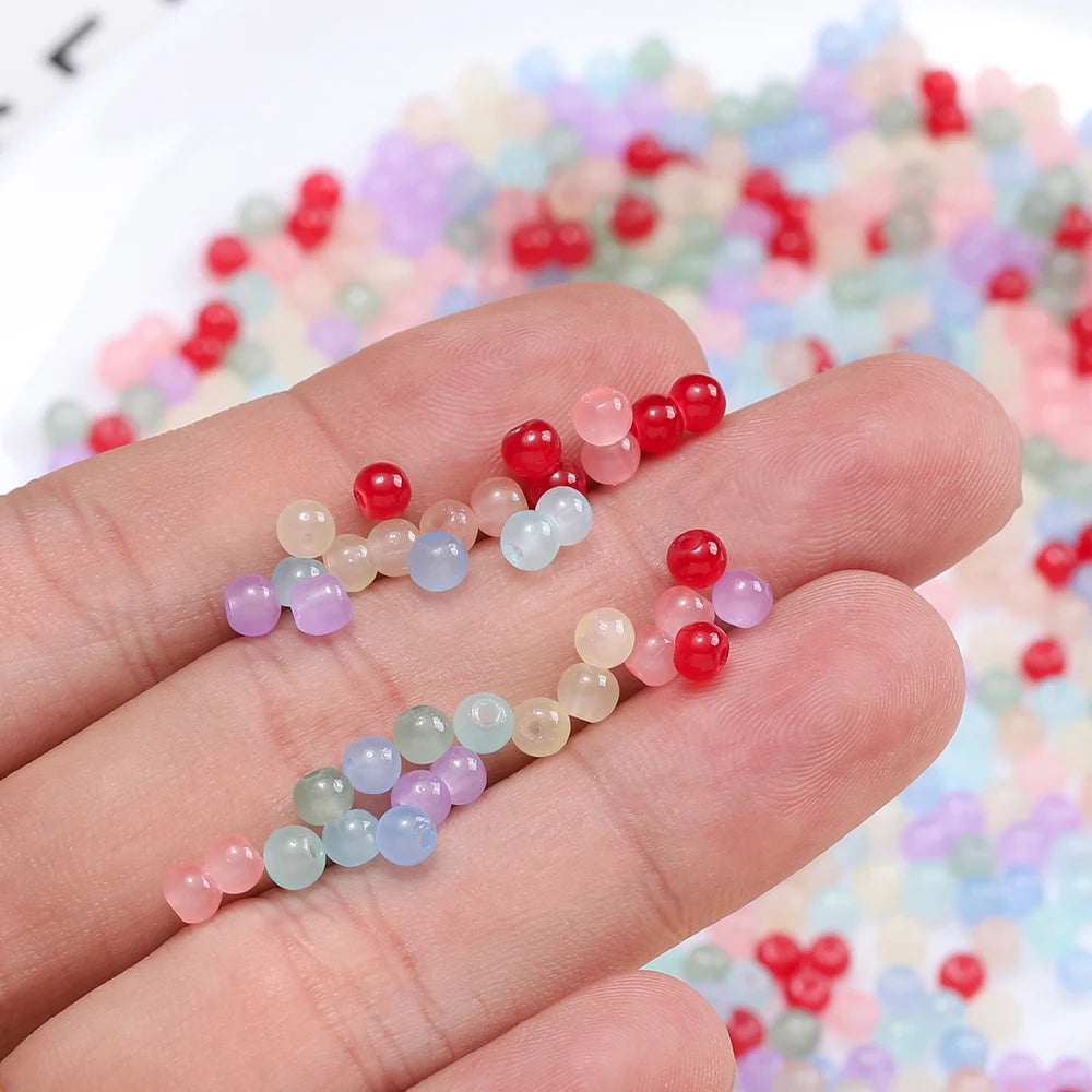 50/100pcs 4mm Colored Glass Jade Beads - Round Spacer Beads for DIY Earrings, Necklaces & Bracelets