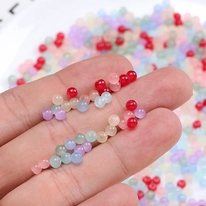 50/100pcs 4mm Colored Glass Jade Beads - Round Spacer Beads for DIY Earrings, Necklaces & Bracelets