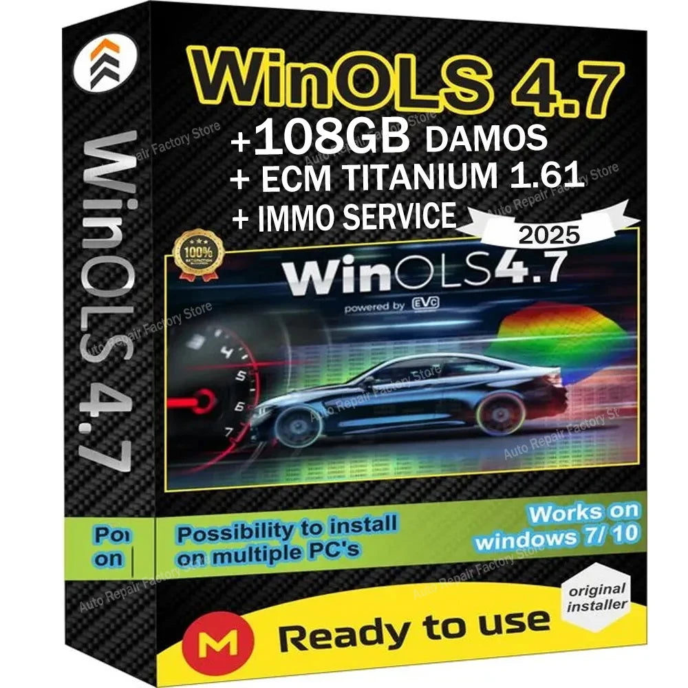 4-in-1 WinOLS 4.7 Full Activated +108GB Damos – Windows 7/10/11 Multi-Language with ECM Titanium 1.61 & IMMO Service Tool