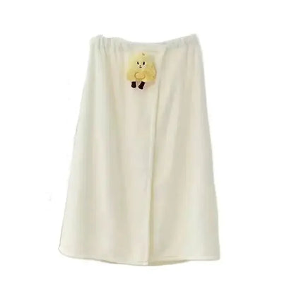 Cute Cartoon Wearable Bath Towel – Large Absorbent Quick-Dry Skirt Wrap for Women