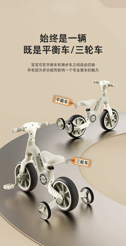 2-in-1 Children’s Balance Bike – Three-Wheeled Multifunctional Pedal Walker with Music & Lights, Indoor and Outdoor Baby Toy